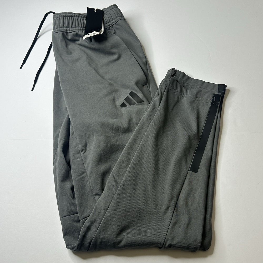 NWT Adidas Climawarm Tapered Track Jogger Pants Men's S Gray Ankle Zip Solid